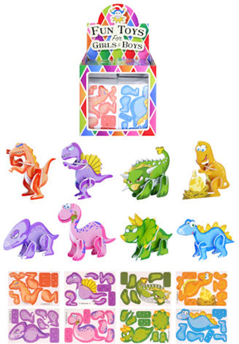 144 Stuks | Mini 3D Dinosaurussen Puzzels in Traktatiebox (Uitdeelcadeautjes)